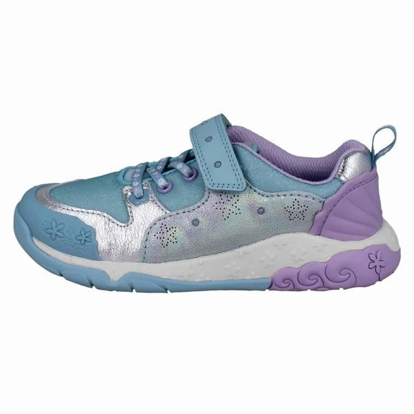 Clarks Girls Clarks Casual Glittery Trainers Tidal Shell