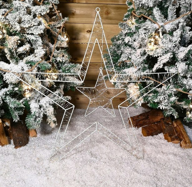 Samuel Alexander 80cm Light Up Double Star Christmas Decoration with 140 LED in Rainbow