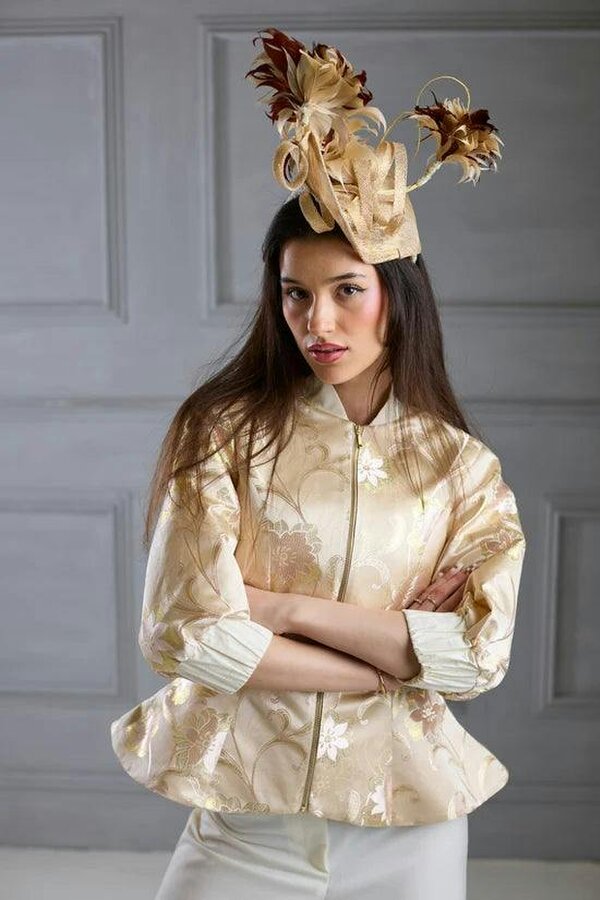 Lioness by TF Ivory Shimmery Flora Fitted Jacket Blouse