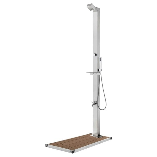 Berkfield Garden Shower with Brown Base 225 cm Stainless Steel