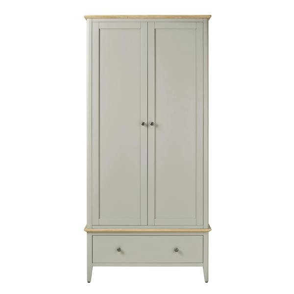Statement Furniture Pembroke Double Wardrobe with Oak Top Modern 2 Door Wooden Storage