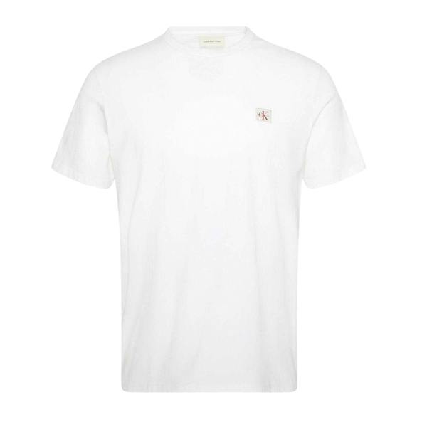 Calvin Klein Mens Box Logo Cotton Crew Neck Regular T-Shirt - White - 