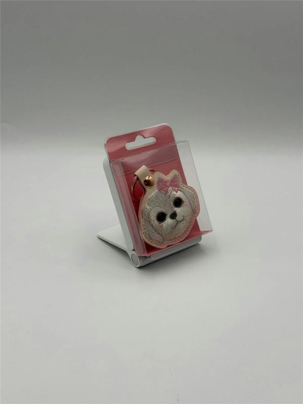 Nimmy Friends Nimmy Big Eye Cute Pet Bischon Fraise Dog Face Airtag Keychain Pink - N-XDY-YSK-02-A