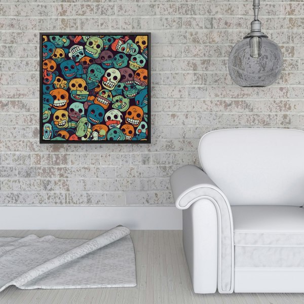 Warren Reed Smiling Skulls Pattern Framed Canvas