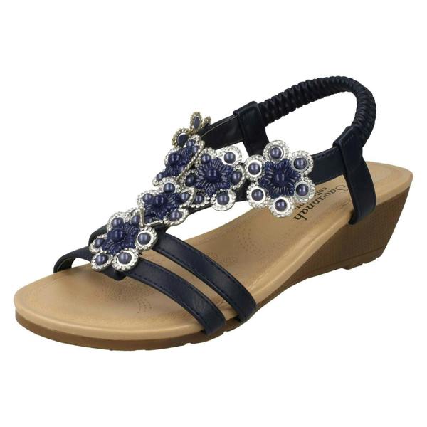 Savannah Ladies Savannah Mid Wedge Slingback Sandals