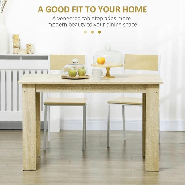 Dining Table for 4-6 People, Kitchen Table with Wood Effect for Dining Room, Oak