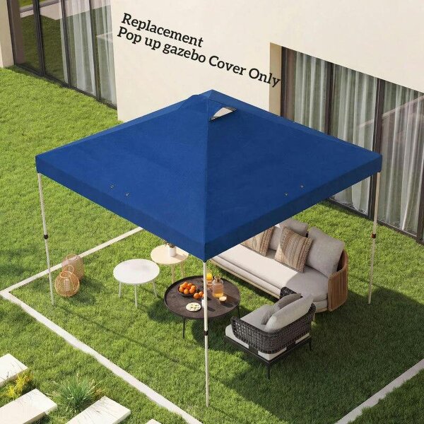 Gazebo Roof Replacement UV50+ Waterproof Pop Up Canopy Cover with 8 Drainage Holes 3 x 3 m Blue