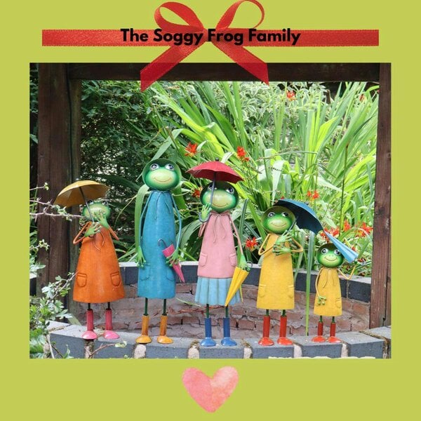 EDH Door Hardware Small Metal Yellow Soggy Froggy (28.5cm x 12.5cm x 7cm) – Quirky Handcrafted Frog Garden Ornament –  Metal Frog Statue for Outdoor