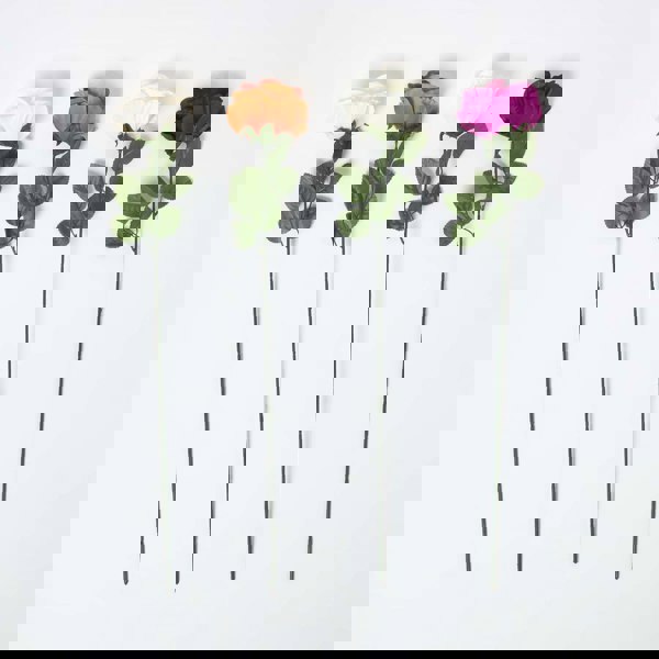 HOMESCAPES Set of 4 Artificial Autumn Rose Stems