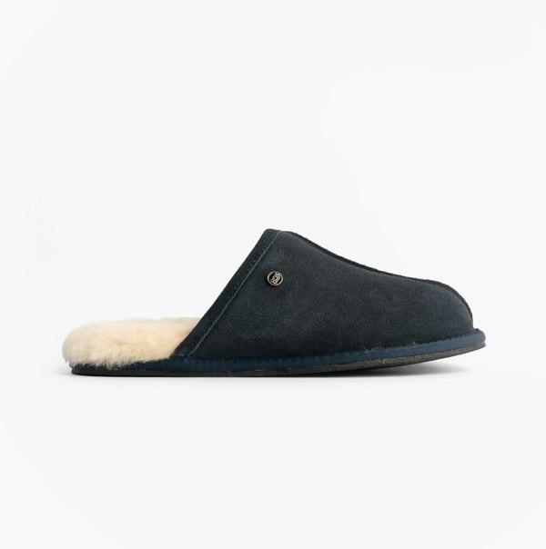 HOS Sheepskin EDWIN Mens Slippers Navy