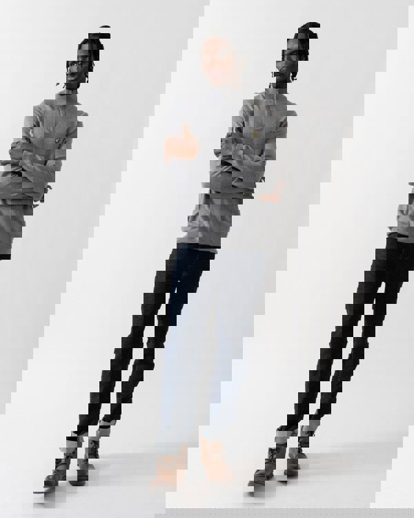 Lyle & Scott Cotton Merino Mens Quarter Zip Jumper - T28 Mid Grey Marl