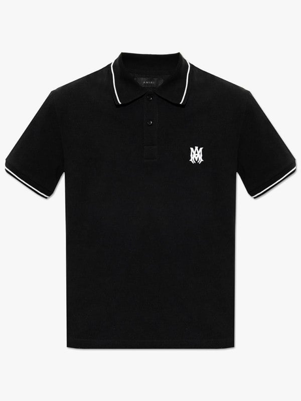 Amiri Solid Short Sleeve MA Logo Polo – Black