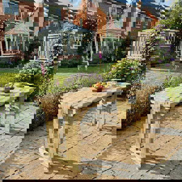 Arbor Garden Solutions Hollies Wooden Garden Table, Outdoor Picnic Dining Desk