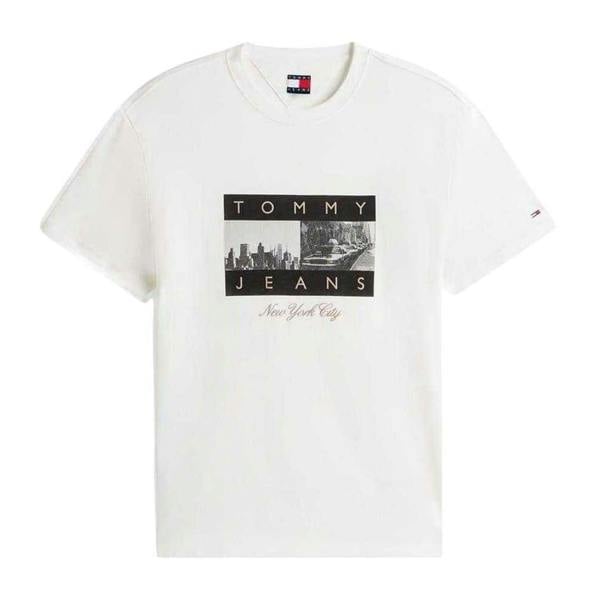 Tommy Jeans Unisex Adult Cotton Regular T-Shirt - Ecru - 