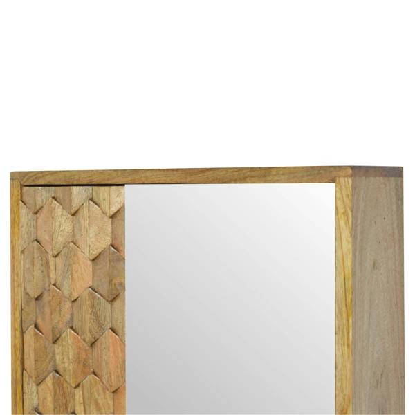 Artisan Furniture Solid Wood Pineapple Carved Mirror Cabinet
