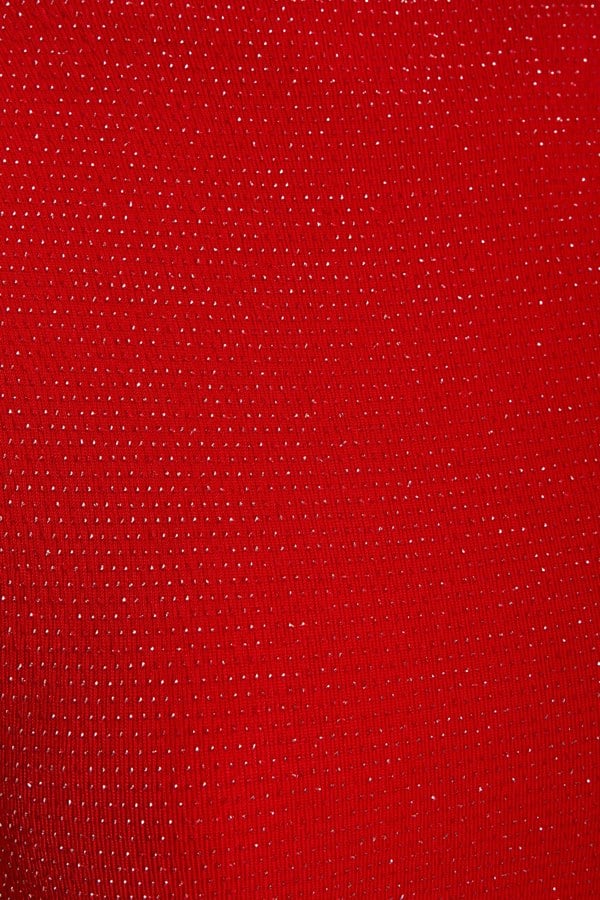 a close up of a Sarvin Red Cowl Back Gown.