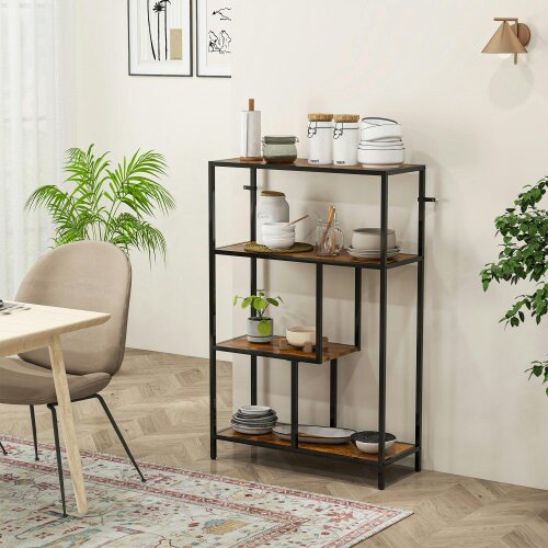 Wyld Haus Modisu Wood Rustic Brown 4 Tier Bookcase With Open Shelving