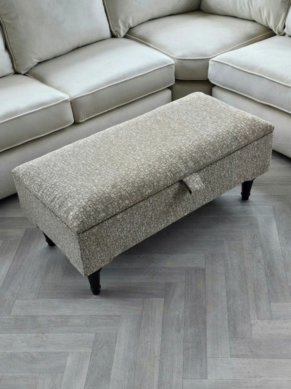 ISTOOLS Animal Print Cream Storage Ottoman Bench – Coffee Table, Pouffe Seat & Hidden Storage