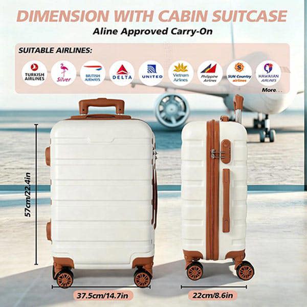 Leaper 20" ABS Carry-On Luggage with Removable Wheels & TSA Lock