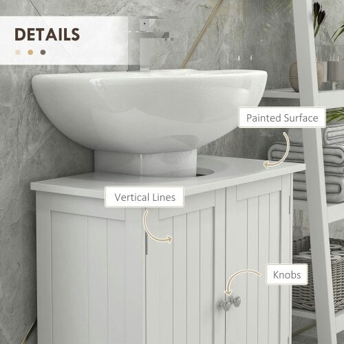 Wyld Haus Neha Under Sink Bathroom Vanity Storage Unit With 2 Tier Interior White