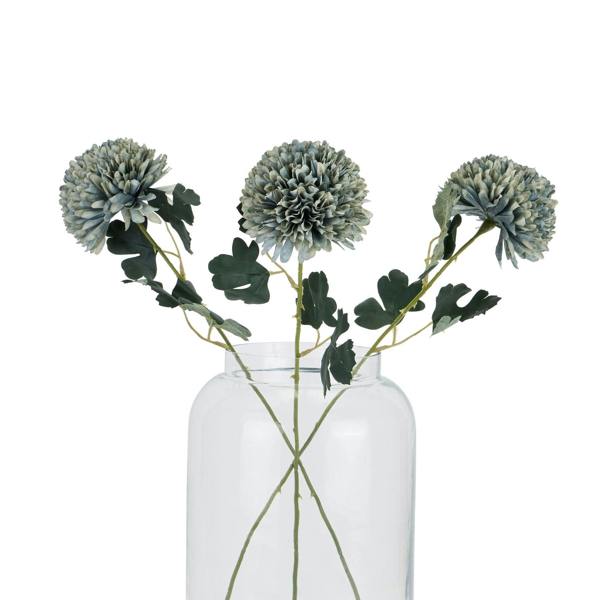 Wyld Haus Set of 3 Artificial Flowers Pale Green Blue Chrysanthemum Stems