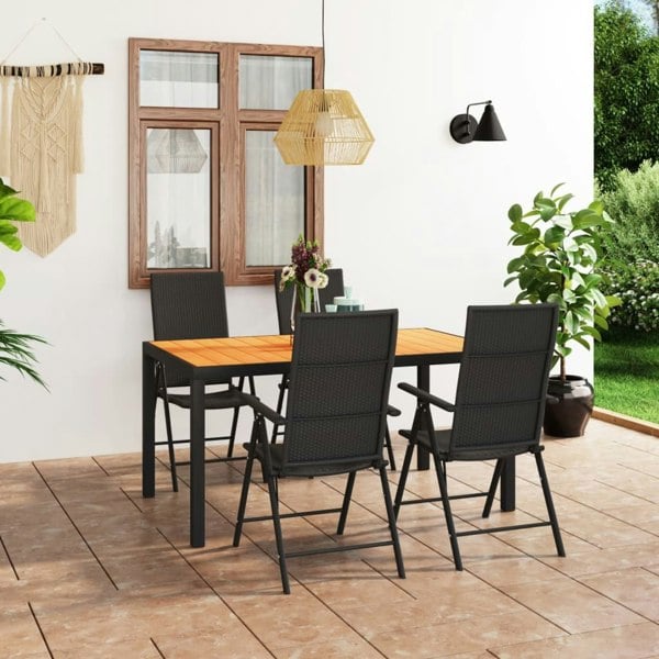 Berkfield 5 Piece Garden Dining Set Black and Brown