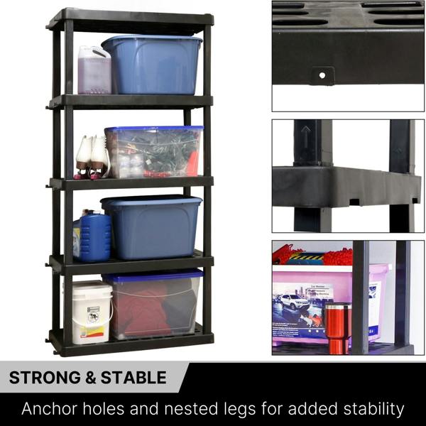 Oskar 5 Tier Shelves Garage Shelving Units Heavy Duty Storage Racking Shelf 45x91x187cm