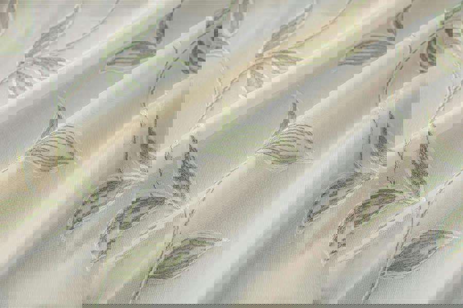 Luxury Living Leaf Embroidered Tulle Voile Curtains Ring Top