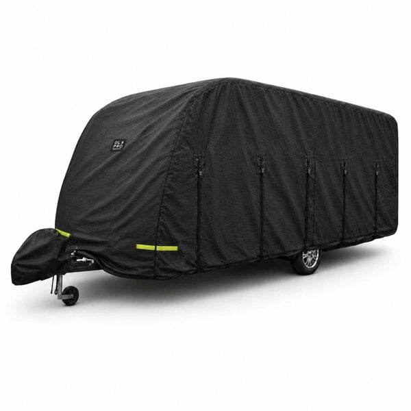 OLPRO Breathable Waterproof 4Ply Caravan Cover with Free Hitch Cover - Black