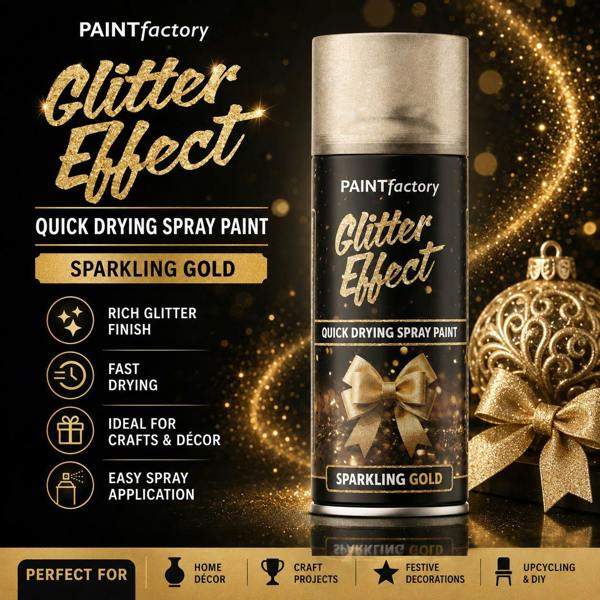 Paint Factory 3X -  Gold Glitter Effect Spray Paint 400ml