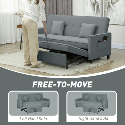 Wyld Haus Senosa Grey Upholstered 3 Seater Convertible Sofa Bed Tufted