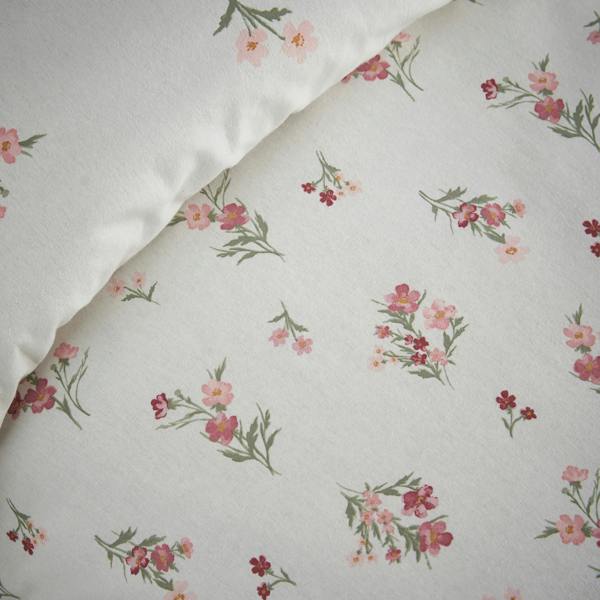 Catherine Lansfield Brushed Ditsy Floral Cotton Reversible Duvet Cover Set Pink