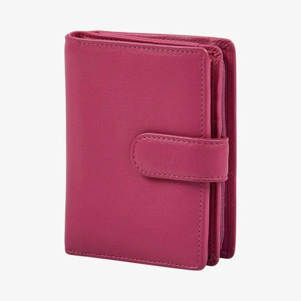 Pink ladies leather purse with RFID protection and zipped coin section