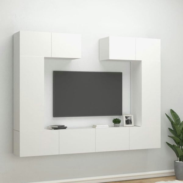 Berkfield 6 Piece TV Cabinet Set White Engineered Wood