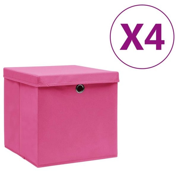 Berkfield Storage Boxes with Covers 4 pcs 28x28x28 cm Pink