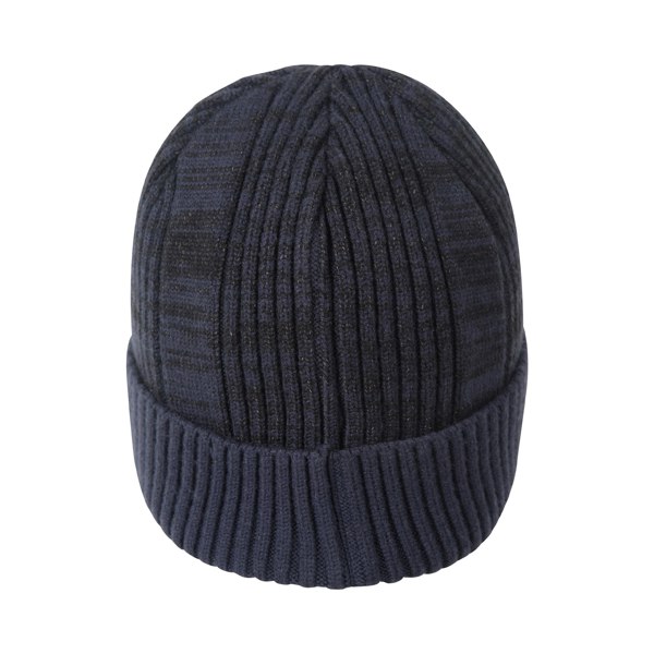 Mountain Warehouse Mens Ribbed Faux Fur Lined Beanie - Navy