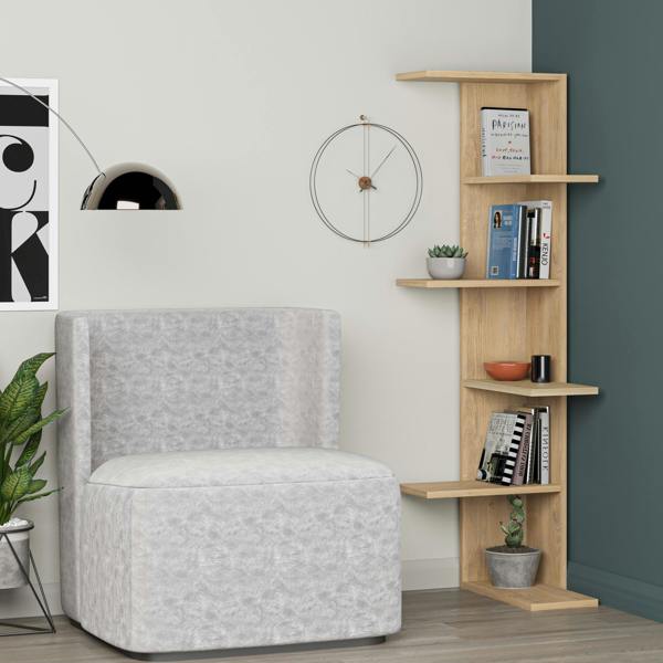 Decortie Saso Modern Corner Bookcase Display Unit Medium 141(H)cm