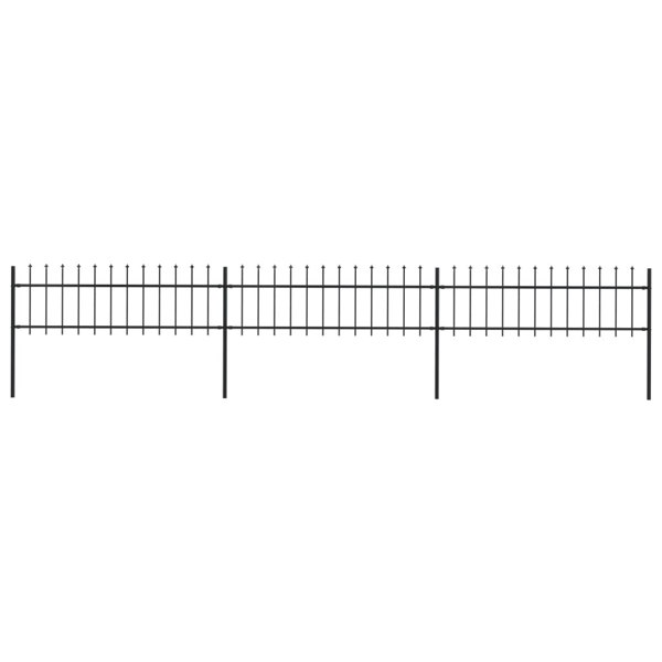 Berkfield Garden Fence with Spear Top Steel 5.1x0.6 m Black