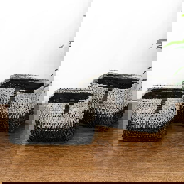 JVL Kenzi Rectangular Fabric Storage Baskets for Home Organisation, Set of 2