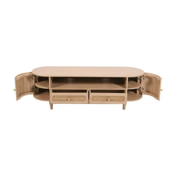 IH Design Carlester Cane And Wood 2 Drawers TV Cabinet