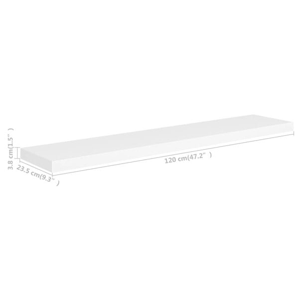 Berkfield Floating Wall Shelves 4 pcs White 120x23.5x3.8 cm MDF
