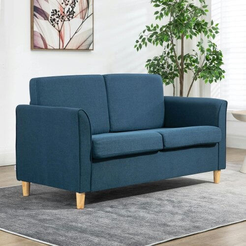 HOMCOM Double Seat Sofa Linen Upholstery Loveseat w/ Armrests