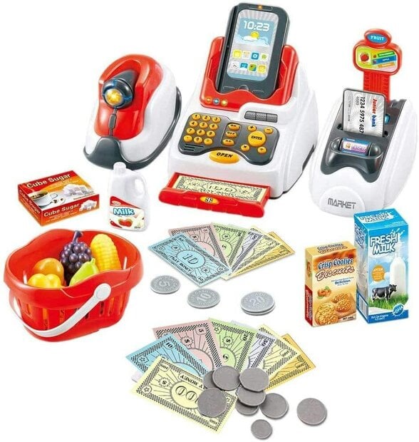 deAO Electronic Cash Register Toy with Scanner, Card Reader & Play Money (Ages 3+)