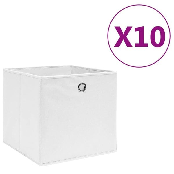 Berkfield Storage Boxes 10 pcs Non-woven Fabric 28x28x28 cm White