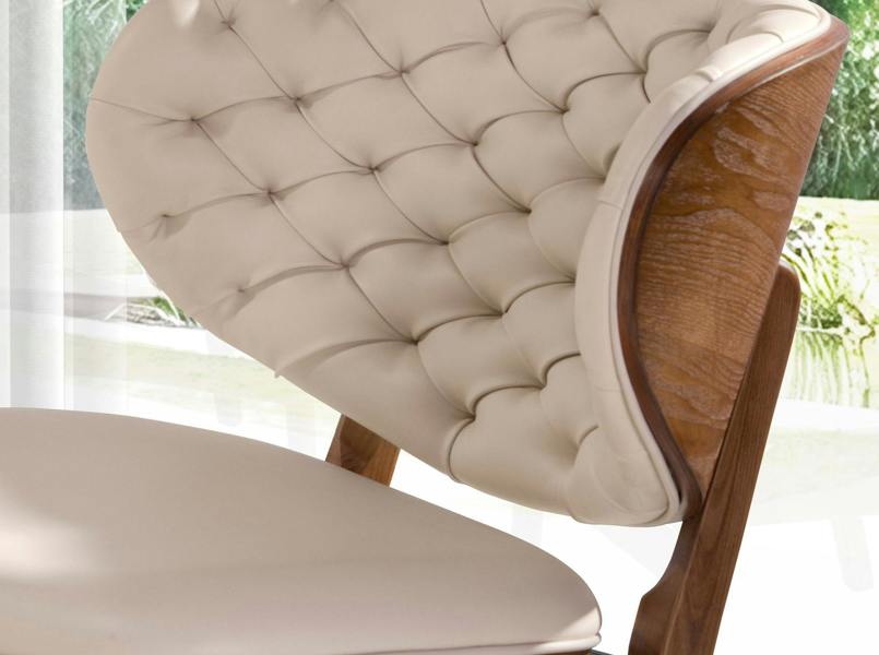 Angel Cerdá Sand and Walnut Leatherette Armchair 5141