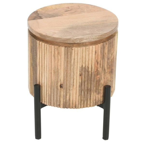 IH Design Niles Solid Wood Bedside Table with Metal Legs