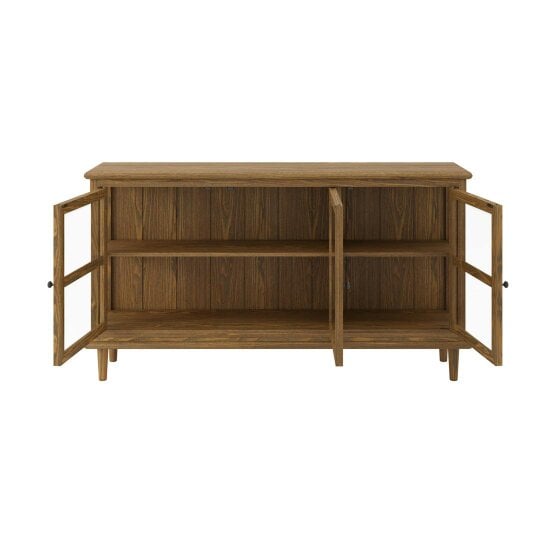 Wyld Haus Honley Dark Brown Wood 3 Glass Door Sideboard