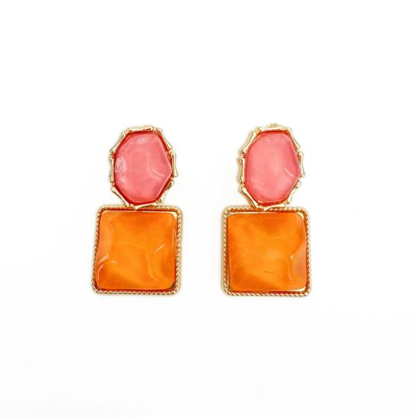 Sienna Bold Pink and Orange Drop Statement Earrings LUXE TONES