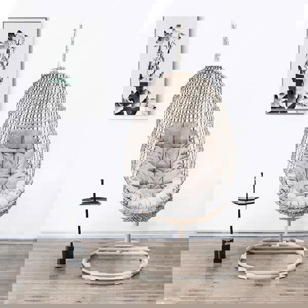 Sutton Garden Rattan Hanging Egg Chair with Stand, Indoor/ Outdoor Furniture-Weilai Concept-Weilai Concept