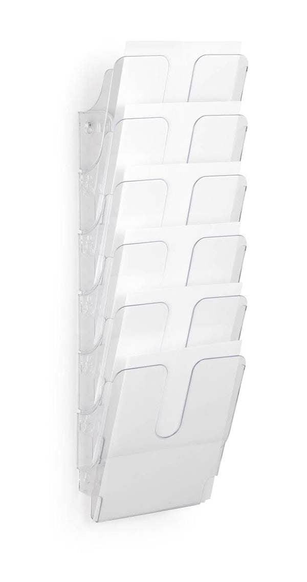 Durable FLEXIPLUS 6 Wall Mounted Literature Tray | A4 Portrait Holder | Clear